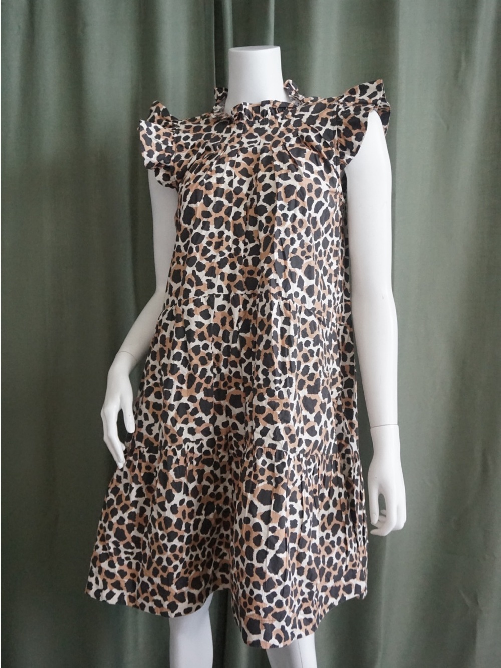 Sea New York Cheetah Print Cotton Ruffle Mini Dress - Size 6